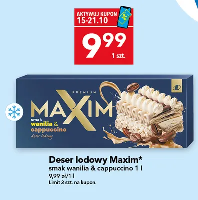 Deser lodowy Maxim smak wanilia & cappuccino promocja w LEWIATAN