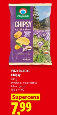 Chipsy Przysnacki śmietana z nutą czosnku promocja w Lidl