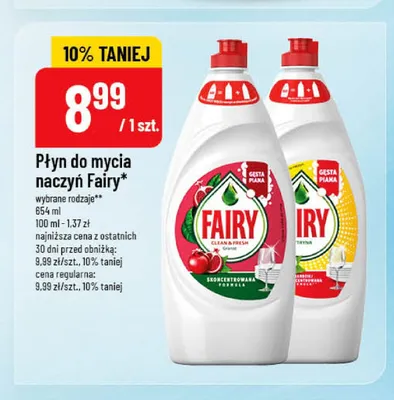 Płyn do mycia naczyń Fairy Cytryna promocja w POLOmarket