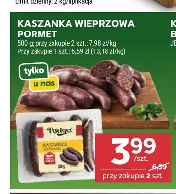 Kaszanka wieprzowa Pormet promocja w Stokrotka