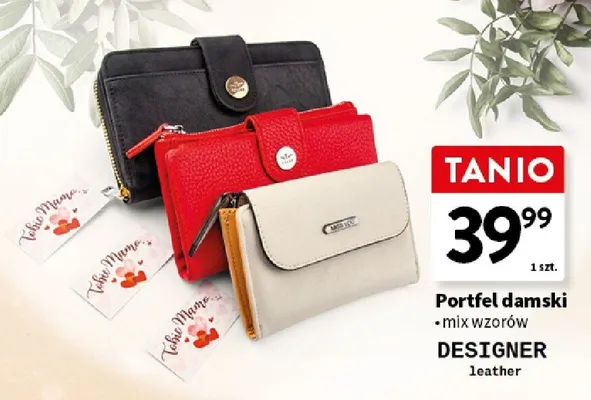 Portfel damski DESIGNER leather promocja w Intermarche