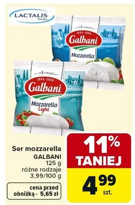 Ser mozzarella GALBANI 125g różne rodzaje promocja w Carrefour