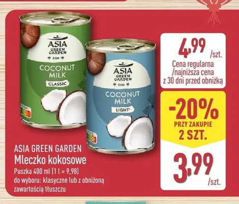 Mleczko kokosowe light Asia Green Garden promocja w Aldi