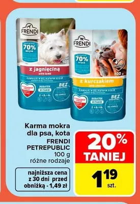 Karma mokra dla psa, kota Frendi Petrepublic promocja w Carrefour