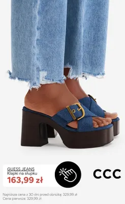 Klapki na słupku Guess Jeans promocja w CCC
