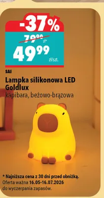 Lampka silikonowa LED SAI Goldlux kapibara beżowo-brązowa promocja w Biedronka Home