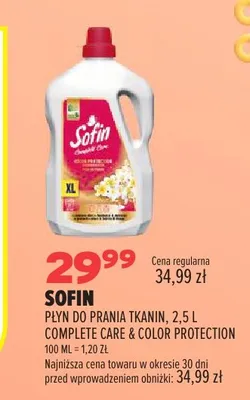 Płyn do prania tkanin Sofin Complete Care & Color Protection promocja w Drogerie Natura
