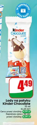 Lody na patyku Kinder Chocolate promocja w Dino