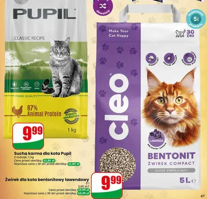 Żwirek dla kota bentonitowy lawendowy Cleo Compact promocja w Dino