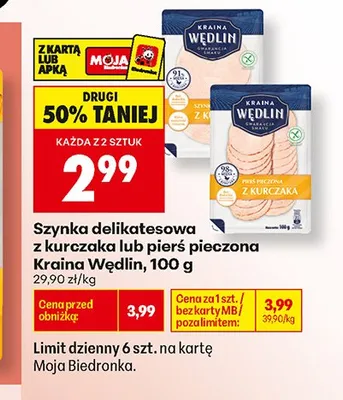Szynka delikatesowa z kurczaka Kraina Wędlin promocja w Biedronka