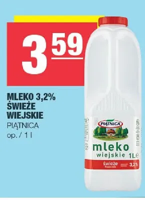 Mleko 3,2% świeże wiejskie Piątnica promocja w SPAR