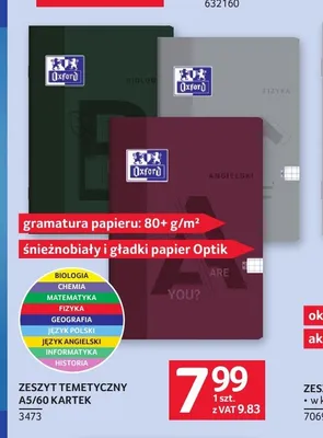 Zeszyt tematyczny A5 60 kartek Oxford promocja w Selgros