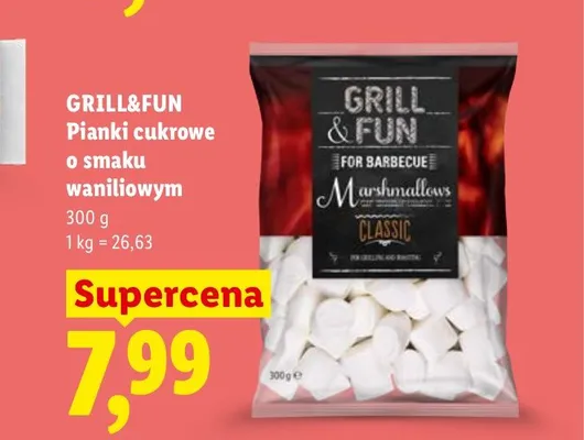 Pianki cukrowe o smaku waniliowym Grill&Fun promocja w Lidl