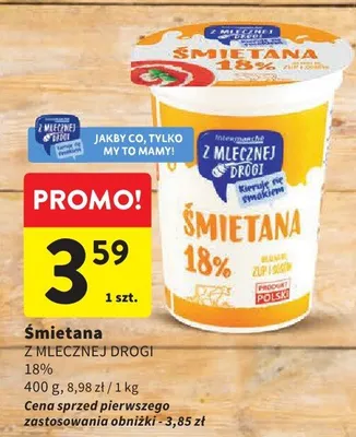 Śmietana Z Mlecznej Drogi 18% promocja w Intermarche