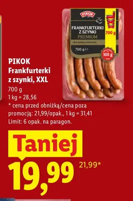 Frankfurterki z szynki XXL Pikok promocja w Lidl