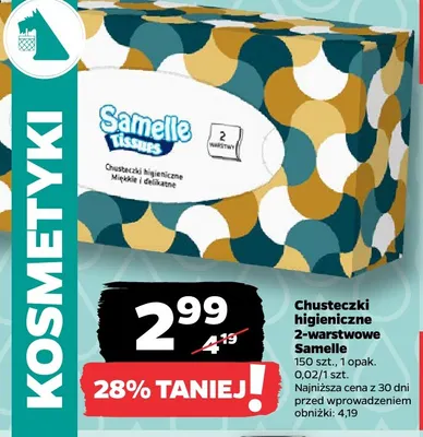 Chusteczki higieniczne 2-warstwowe Samelle promocja w Netto