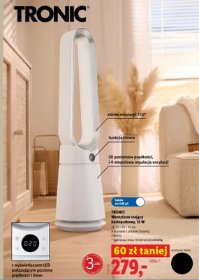 Wentylator stojący bezłopatkowy TRONIC promocja w Lidl