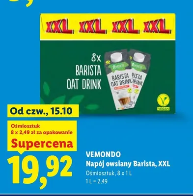 Napój owsiany Barista XXL Vemondo 8-pak promocja w Lidl