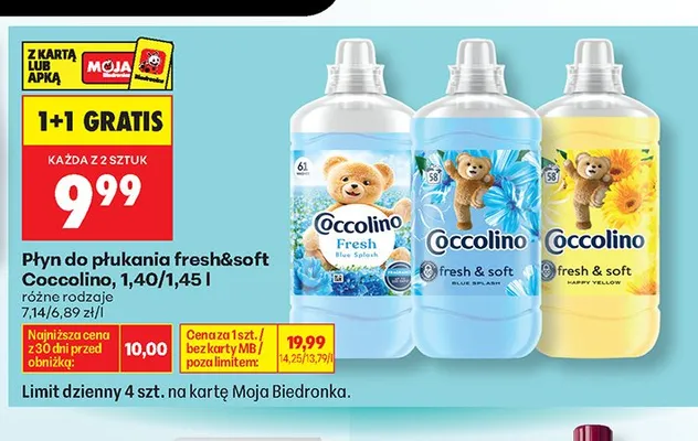 Płyn do płukania Coccolino fresh&soft Happy Yellow promocja w Biedronka