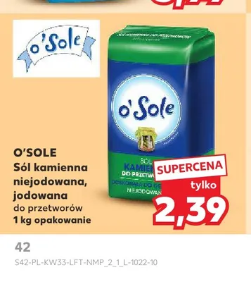 Sól kamienna jodowana do przetworów O'Sole promocja w Kaufland