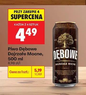 Piwo Dębowe Dojrzałe Mocne promocja w Biedronka