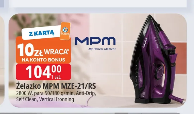 Żelazko MPM MZE-21/RS promocja w Leclerc
