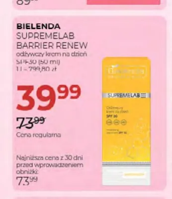 Krem do twarzy odżywczy na dzień SPF30 Bielenda SupremeLab Barrier Renew promocja w Drogerie Jawa