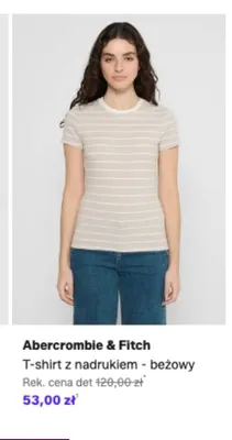 T-shirt z nadrukiem Abercrombie & Fitch beżowy promocja w Lounge by Zalando