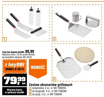 Zestaw akcesoriów grillowych do pizzy 3 cz. promocja w OBI