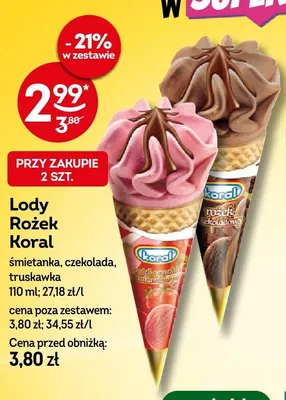 Lody Rożek Koral truskawka promocja w Żabka