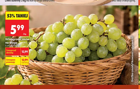 Winogrona jasne promocja w Biedronka