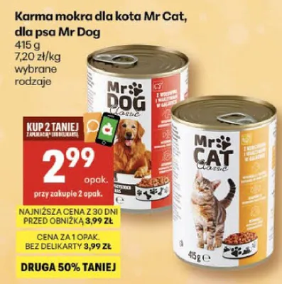 Karma mokra dla kota Mr Cat promocja w Delikatesy Centrum