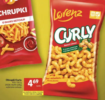 Chrupki Curly peanut classic promocja w Delikatesy Centrum