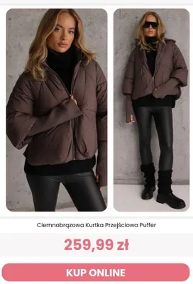 Ciemnobrązowa kurtka przejściowa puffer Renee promocja w Renee