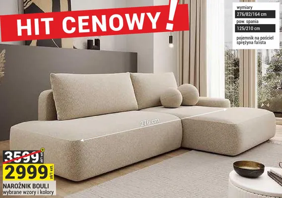 Narożnik Bouli 276/82/164cm wybrane wzory i kolory promocja w Merkury Market