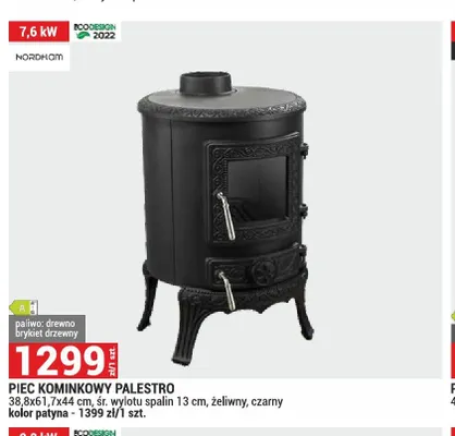 Piec kominkowy Palestro czarny promocja w Merkury Market