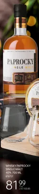 Whisky Paprocky Single Malt 40% promocja w Selgros