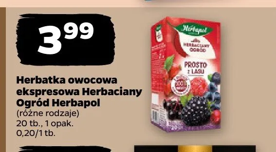 Herbatka owocowa ekspresowa Herbaciany Ogród Herbapol promocja w Netto