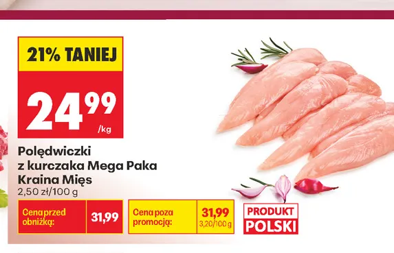 Polędwiczki z kurczaka Mega Paka Kraina Mięs promocja w Biedronka