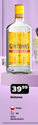 Gin Gintonns London Dry Gin promocja w Netto