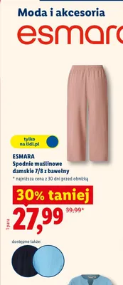 Spodnie muślinowe damskie 7/8 z bawełny promocja w Lidl