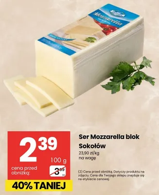 Ser Mozzarella blok Sokołów promocja w Delikatesy Centrum