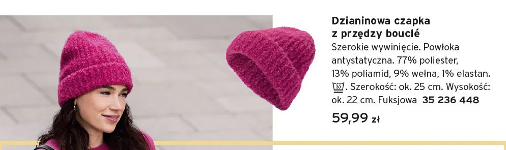 Dzianinowa czapka z przędzy bouclé promocja w Tchibo
