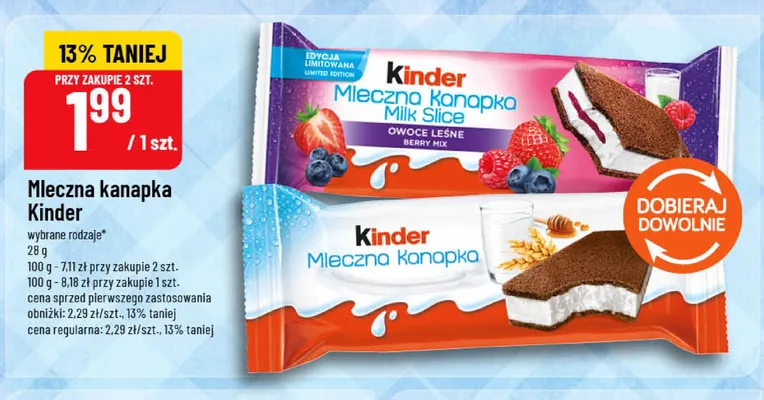 Mleczna kanapka Kinder Owoce Leśne promocja w POLOmarket