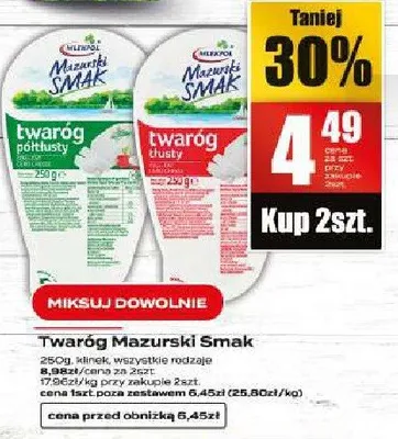 Twaróg tłusty Mazurski Smak promocja w Supeco
