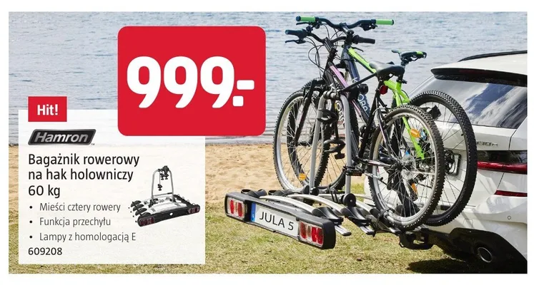 Bagażnik rowerowy na hak holowniczy Hamron 60 kg promocja w Jula