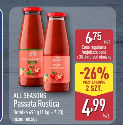 Passata Rustica z ziołami All Seasons promocja w Aldi
