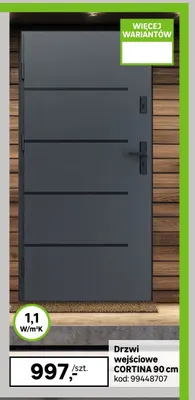 Drzwi wejściowe Cortina 90 cm promocja w Leroy Merlin