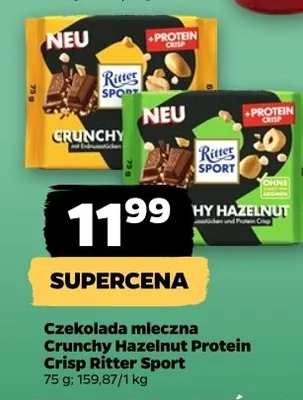 Czekolada mleczna Crunchy Hazelnut Protein Crisp Ritter Sport promocja w Netto
