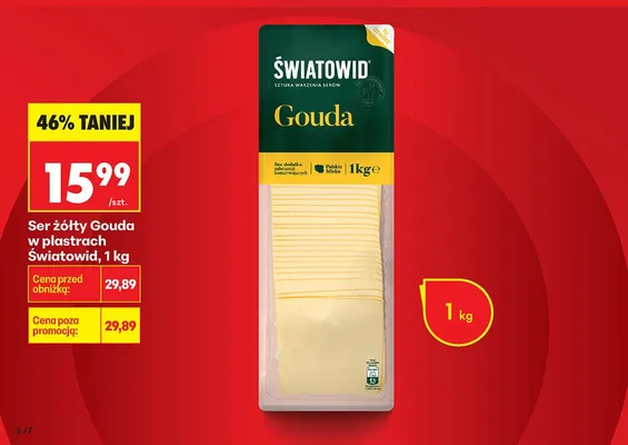 Ser żółty Gouda w plastrach promocja w Biedronka